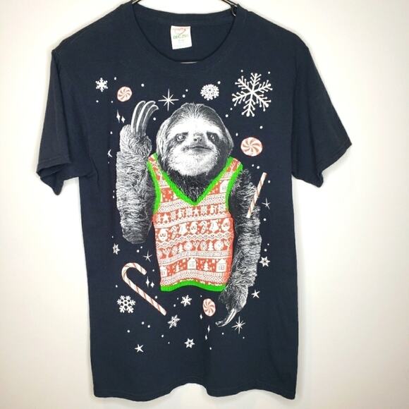 Sloth Graphic In An Ugly Sweater Tee Shirt Small - Picture 4 of 5